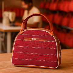 Elegant Red Handcrafted Tote Bag