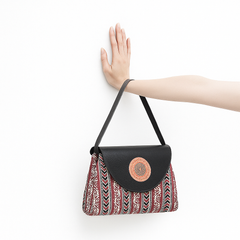 Ethnic Stripe Flap Sling Bag – Maroon & Black