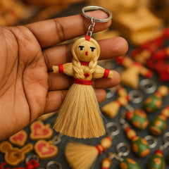 Handmade Straw Doll Keychain