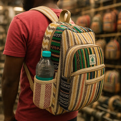 Handcrafted Boho Tribal Woven Canvas Backpack