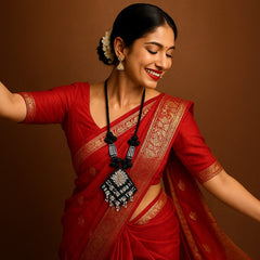 Elegant Black Oxidized Thread Necklace Set