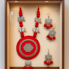 Bold Red Circle Pendant Necklace Set
